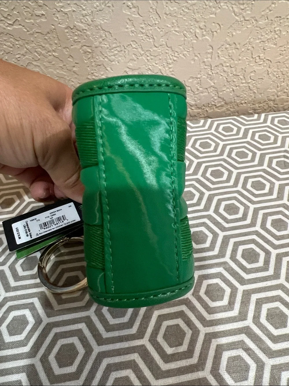 kate spade Green Quilted Mini Tote keychain